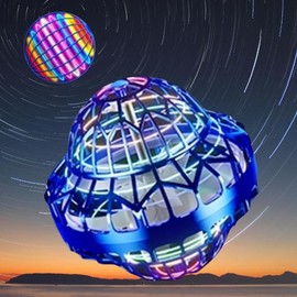 2-Pack UFO & Orb Flying Toys - USB Rechargeable Gesture-Controlled with LED Effects, Indoor/Outdoor Magic Stuffer & Birthday Gift for Kids/Adults - Color: blue+blue, form: Orb + UFO