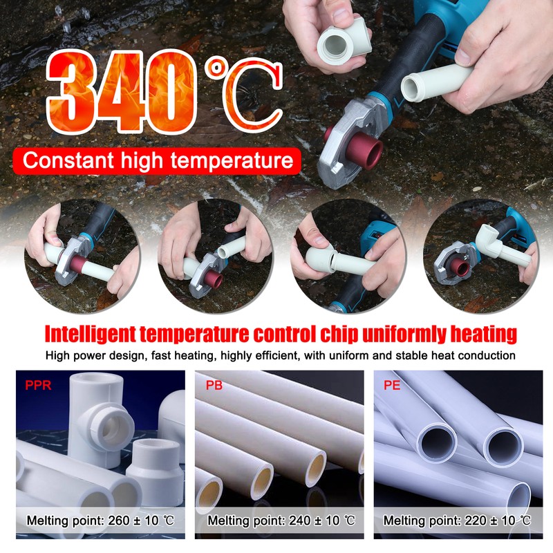 Lithium Water Pipes Melting Device Household PPR Welding Machine 340℃