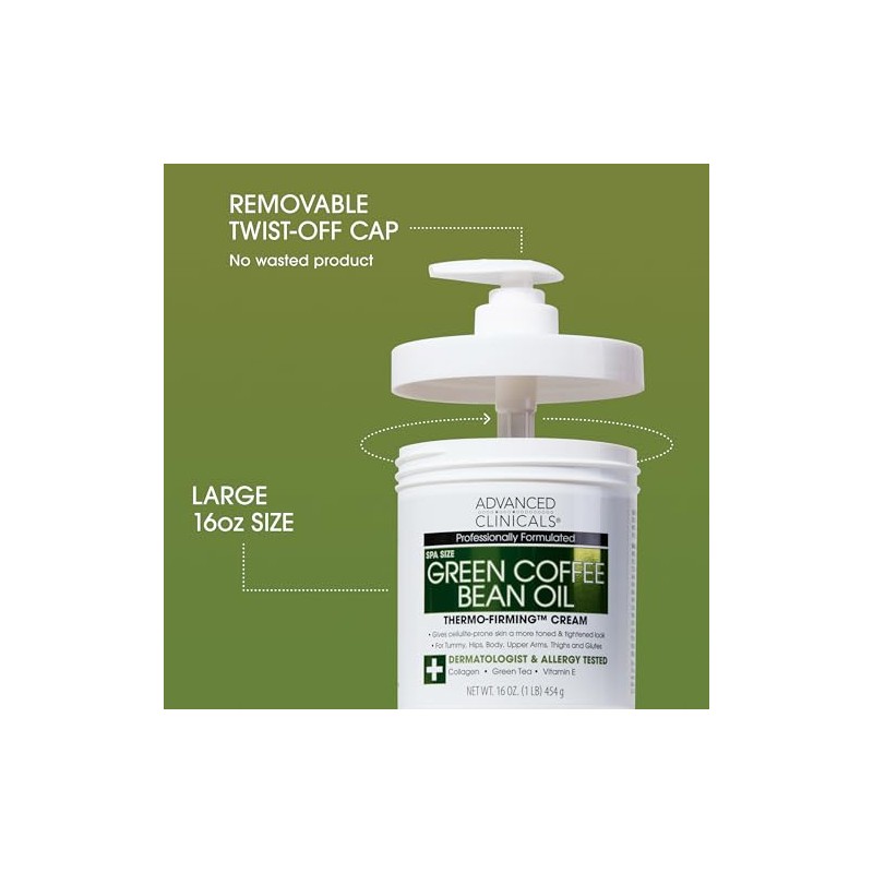 Advanced Clinicals Green Coffee Bean Oil Thermo-firming Cream (Two -