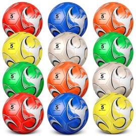 Supervitae 12 Pack Soccer Balls for Teen Adult Sports with Pump Cool for Teen Adult Outside Sport Training Practice Machine Game Stitched Soccer Back to School Soccer Ball Bulk(Size 4)