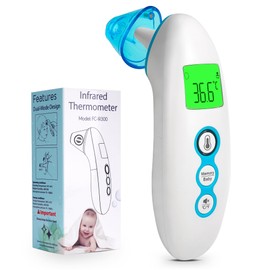 BESTEK Termometro Febbre Doppia Modalità (Frontale/Auricolare),Termometro Neonato per Oggetti, Termometro Digitale Ambiente e con Funzione Neonato 0-36 Mesi
