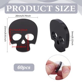 PH PandaHall 60pcs Black Skull Buttons Flatback Decorative Craft Button 2 Holes Skull Shape Acrylic Buttons Sewing Button for Sewing Decorations DIY Clothing Crafting, 2.3x2cm
