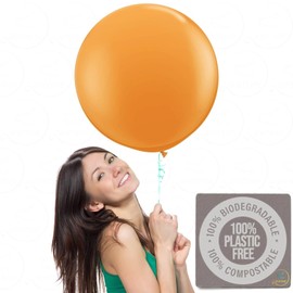 AFTERLOON® Biodegradable Balloons 3 pcs 18 Inch Orb Perfect Round Extra Large Orange, Thickened Strong Natural Latex Jumbo XL Big Helium Float, Baby Shower Gender Reveal Birthday Party Decorations