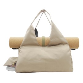 Small Gym Bag for Women with Shoe Compartment & Wet Pocket Sports Travel Duffel Bag,Yoga Gym Totes With Mat Holder,Waterproof Carry On Weekender Overnight Bag (Khaki)