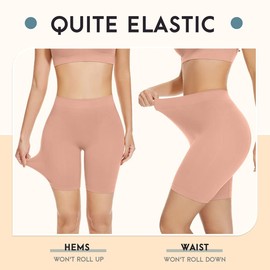 SIHOHAN Womens Slip Shorts Comfortable Short Pants Ultra Soft Seamless Long Briefs for Under Dresses Leggings and Yoga(Black+Beige+Pink,L)