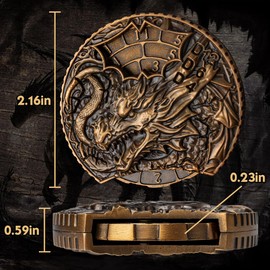 DND Metal Dice Spinner Set, 7-in-1 Roulette Fidget Spinner D&D Dice with Luxurious Gift Box, Dungeons and Dragons RPG Role Playing Gaming Dice (Ancient Bronze)