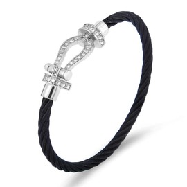 Bracelet, Men's, Women's, Stainless Steel, Zirconia, Horseshoe Shape, Bangle, Lucky Bracelet, Simple, Fashion Accessory, One size, Titanium, Cubic Zirconia