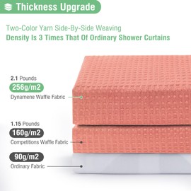 Dynamene Extra Long Shower Curtain - 96 Inch Long Waffle Weave Weighted Thick Cloth Bathroom Shower Curtain, Neutral Heavy Duty Hotel Bath Curtain Set with 12 Plastic Hooks,72x96, Coral