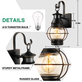 Lamomo Outdoor Wall Sconce,2 Pack Black Dusk to Dawn Motion Sensor Light Fixtures,Exterior Aluminum Waterproof Porch Lights for House Patio(No Bulb)