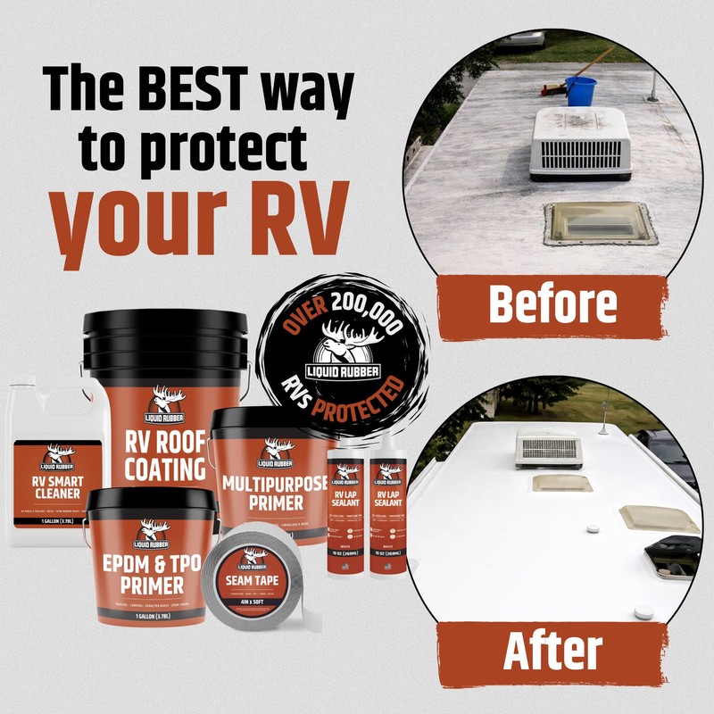Liquid Rubber RV Roof Sealant- Professional-Grade Solar Reflective Flexible Waterproof