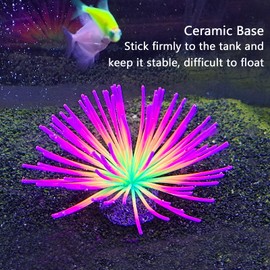FUNOJOY Glowing Fish Tank Decorations Aquarium Coral Plants, Simulation Silicone Coral, Fluorescence Sea Anemone, Glow Coral Ornaments for Aquarium Fish Tank Decor Aquarium Accessories