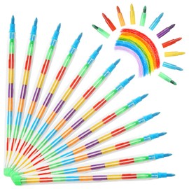 Vicloon Swop Point Crayons, 12PCS Colouring Pencils Rainbow Point Crayons, 11 x Stacking Crayons Pencil Crayons For Kids, Colouring Pencils Set Painting Drawing Stationery Supplies Gifts