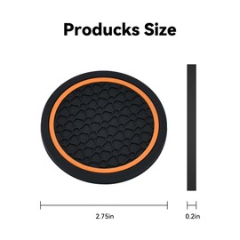 Honibaoto 4PCS Car Cup Holder Coasters, 2.75 Inch Non-Slip Insert Water Bottle Holder Pads, Dustproof Automotive Interior Accessories Mat, Universal for Vehicles, Trucks, RVs (Orange)