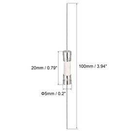 sourcing map Slow Blow Fuse Time Delay Lead Wire Ceramic Fuses 5mm x 20mm 250V T2A 5Pcs