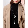 Tidefire Long Sweater Necklace Crystal Sweater Chain (Zircon Silver)