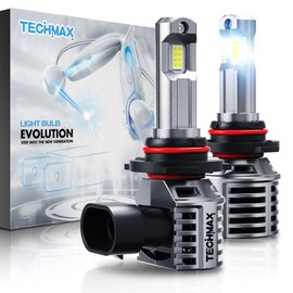 TECHMAX 9005 Light Bulb, HB3 9005 Fog Light Bulb w/Fan 600% Bright 6500K Wireless Direct Insertion Plug and Play, Pack of 2