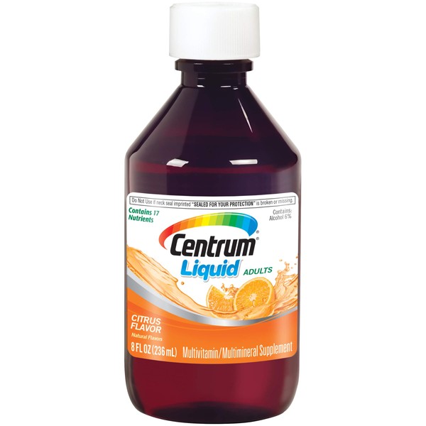 Centrum Liquid Multivitamin for Adults, Multivitamin/Multimineral Supplement with B Vitamins and Antioxidants, Citrus Flavor - 8 Fl Oz
