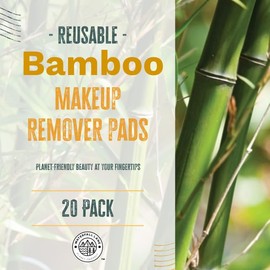 Reusable Bamboo Makeup Remover Pads, Double-Sided, Eco-Friendly Rounds for All Skin Types, Includes Cotton Mesh Bag, 20 Count.