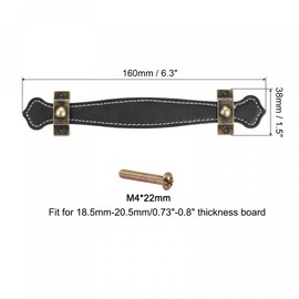 sourcing map Leather Handle, 6.3" 2Pcs Surface Leather Furniture Handles, Door Handle Strap Suitcase Dresser Drawer Knobs Pulls Replacement, Black