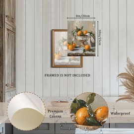 XOCUUI Farmhouse Still Life Picture Living Room - Rustic Vintage Decor for Bedroom - Tangerine Orange Fruit Moody Muted Oil Painting Art Deco Wall Art for Kitchen - 8x10inch Unframed