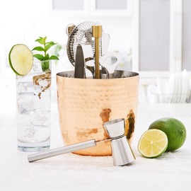 Old Dutch “Aura” Hammered Copper Bar Tools Set, Stainless Steel, 5.75x5.75x5.5