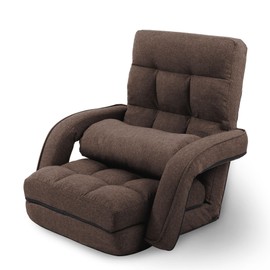 Adjustable Floor Chair for Adults with Back Suppor,5-Position Folding Lazy Sofa with Pillow, Gaming & Meditation Chair with Breathable Fabric - for Living Room, Bedroom, Office,Balcony (Brown)