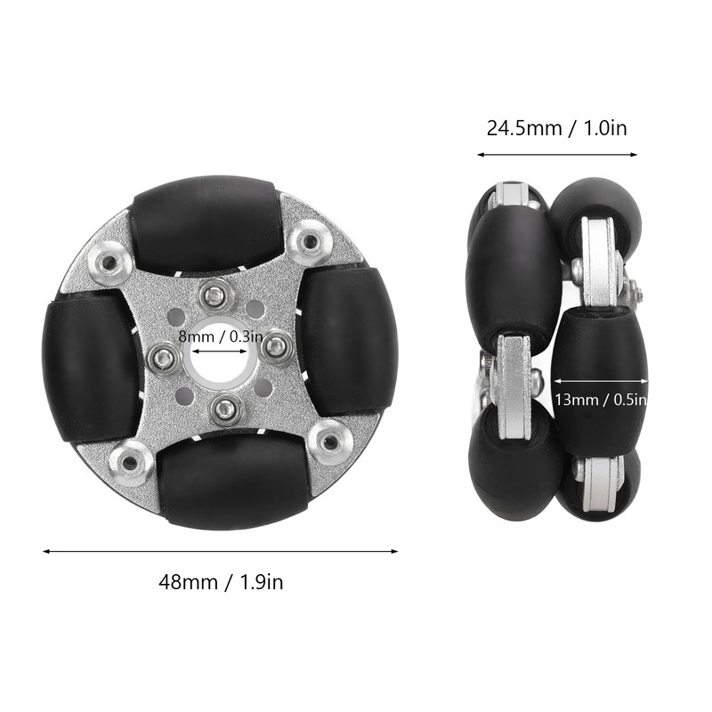 48mm Double Aluminum Alloy Omni Directional Wheel Loading 3kg for