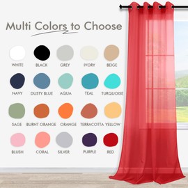 KOUFALL - Juego de 2 paneles de cortinas rojas de 63 pulgadas de longitud para recámara, tratamiento de ventana de gasa semitransparente para habitación de niños, decoración de jugadores, sala de