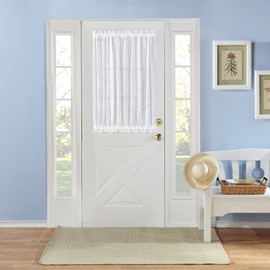 Renaissance Home Fashion Montauk Novelty Sheer Door Panel with Tieback, 53-Inch X 40-Inch, White