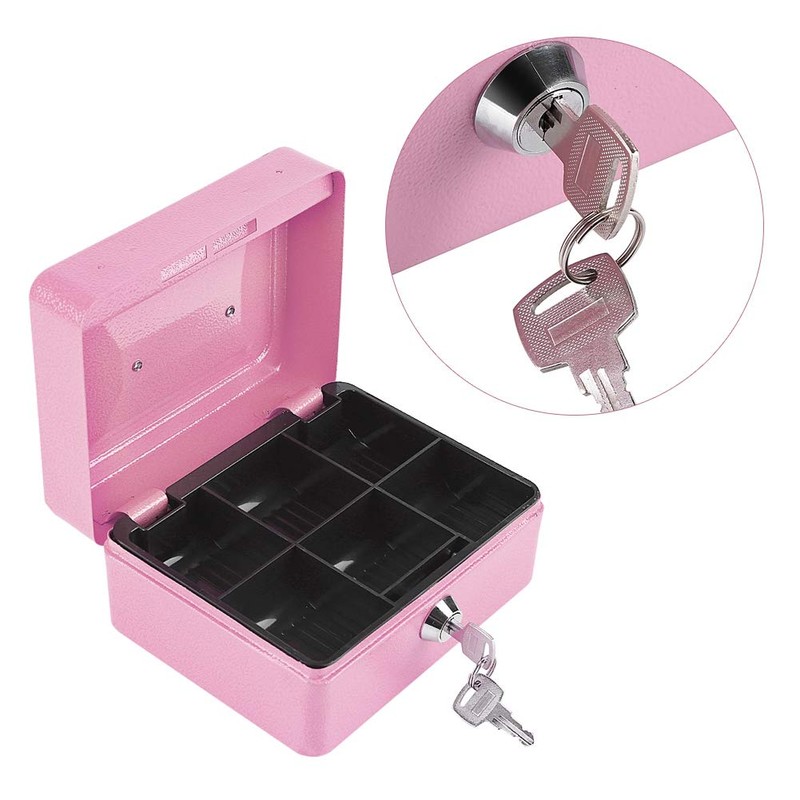 MAGT Padlock Box Steel Cash Box with Padlock Mini Household