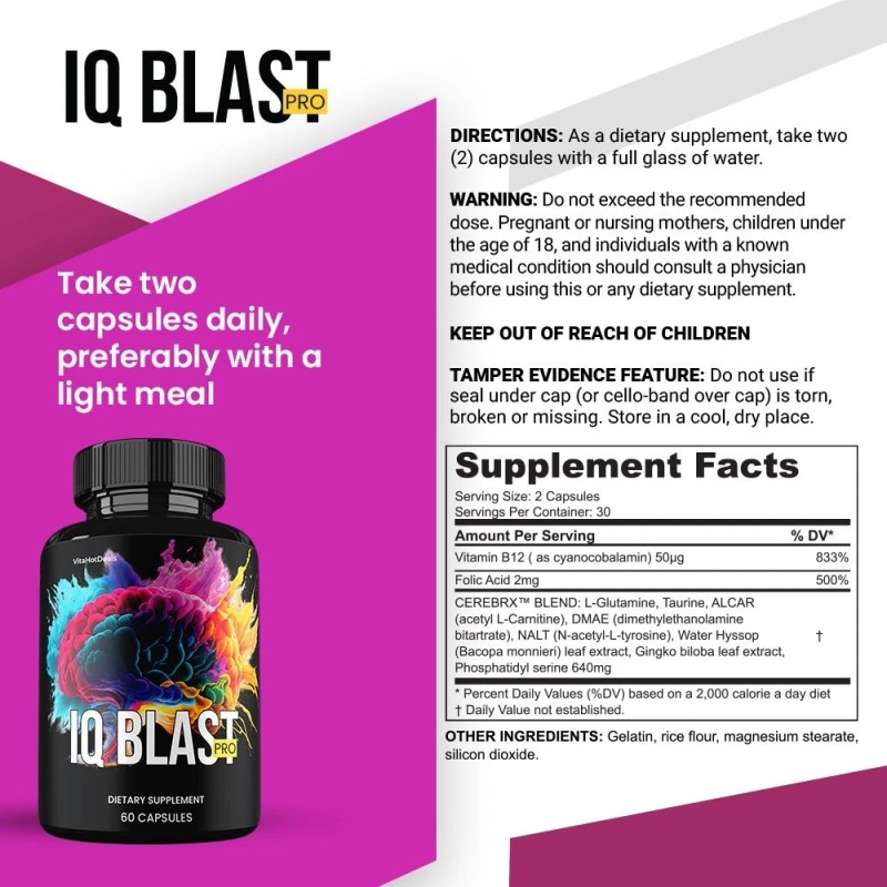 IQ Blast Pro Capsules, IQBlast Pro All Natural Brain &