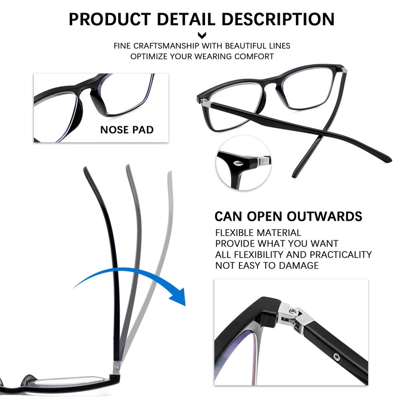 Sumkyle 3 Pack Progressive Multifocus Reading Glasses for Men Women