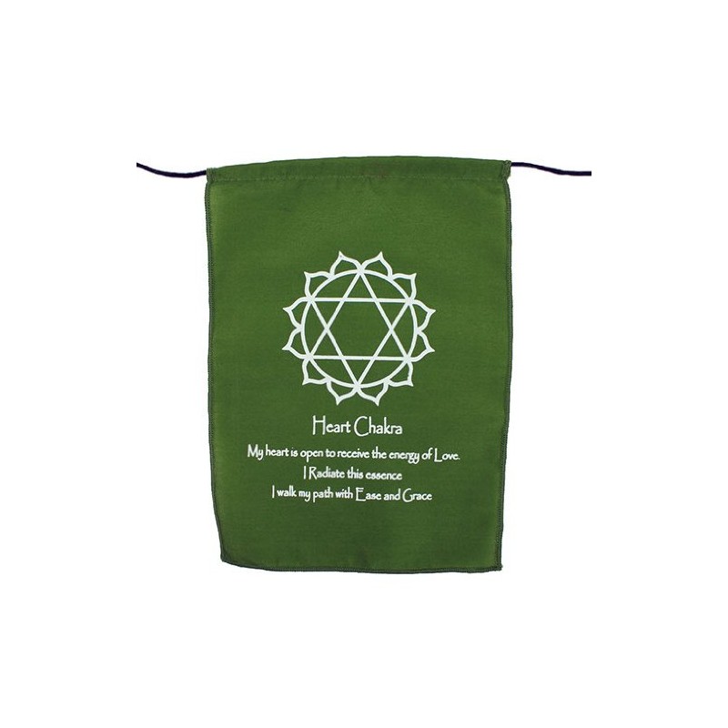 Bunting, flags & batiks regenbogenfarbenes chakra symbol und mantra bestätigungs