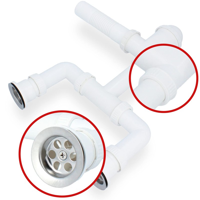 Double Siphon Diameter 50 mm for Double Sinks with Drain