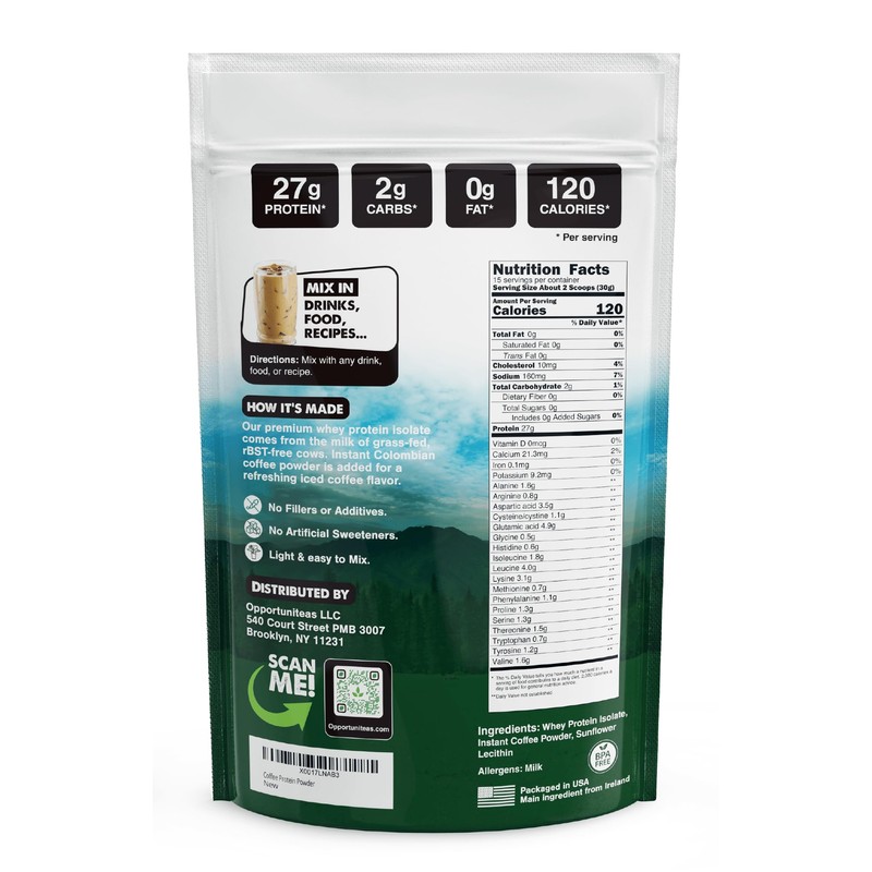 Opportuniteas Coffee Whey Protein Powder - Low Carb & Keto