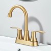 SHOWER-HOME Brushed Gold Bathroom Sink Faucet Waterfall 2-Handle Centerset Vanity