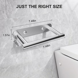 SetSail Toilet Paper Holder Adhesive or Screw-in Brushed Nickel Bathroom Toilet Paper Roll Holders Wall Mount Stainless Steel Tissue Holder for Bathroom Hardware Accessories