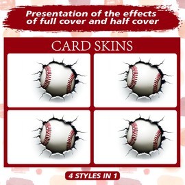 Peacoblue Bank Card Sticker Baseball Broken Credit Debit Card Custom Skin Cover Protector, 4 Styles Waterproof Scratch-Proof and Attractive Decal for Most Popular EBT Transportation Key Card