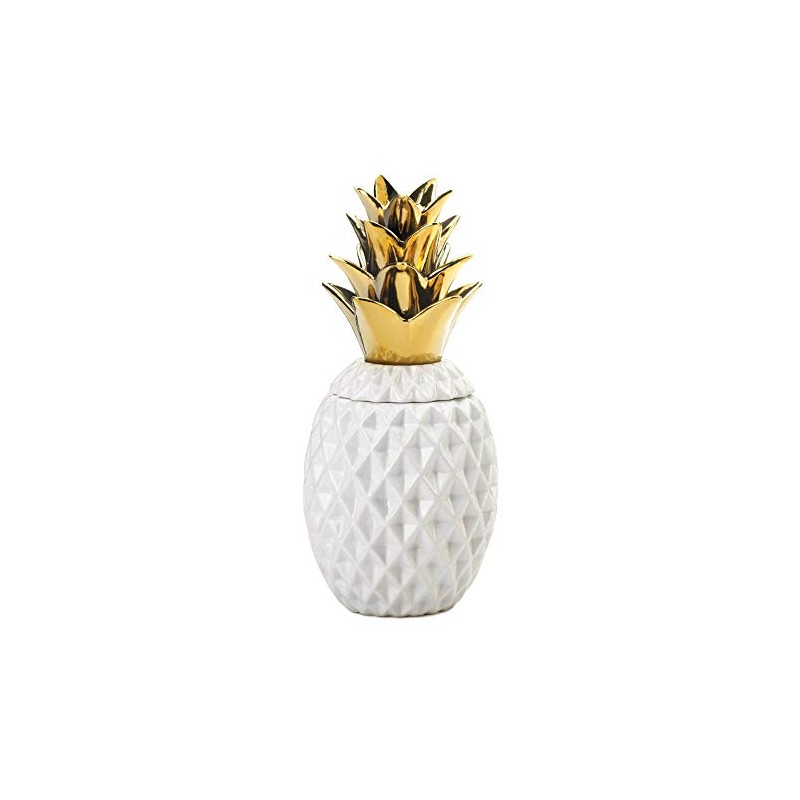 Accent Plus Porcelain Gold Topped Pineapple Jar 6x6x13.5