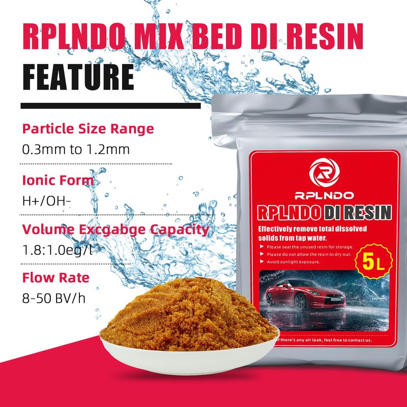 rplndo Mixed Bed Deionized Di Resin Refill for Spotless Water