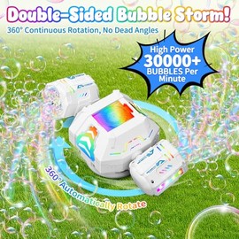 2026 RC Bubble Machine, 30000+ Big Bubbles Automatic Bubble Maker, Rechargeable Bubble Blower with 360° Rotation, 9 Lights & 2 Speeds, Outdoor Bubble Toys Gifts for Kids, Weddings, Birthday Parties