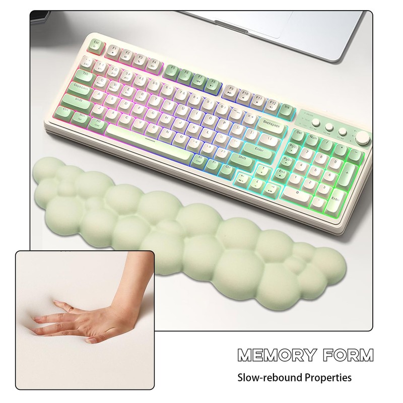 Ergonomic Memory Foam Cloud Keyboard Wrist Rest - Green Support