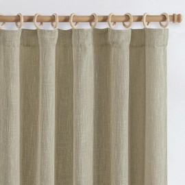 jinchan Burlap Look Curtains 63 Inches Long Textured Curtains for Living Room Light Filtering Farmhouse Curtains Rod Pocket Window Curtain Panels for Bedroom 2 Panels Tan Curtains