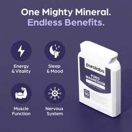 Purolabs Magnesium Citrate - High Strength Non-Buffered Magnesium - Superior Absorption for Sleep, Energy & Muscle Function - Vegan - Clean Formula - 90 Capsules