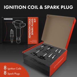 A-Premium Set of 8 Ignition Coil Pack and Iridium Spark Plugs Compatible with Land Rover Range Rover 2006-2009 LR3 Jaguar XF XJ8 XJR XK XK8 XKR