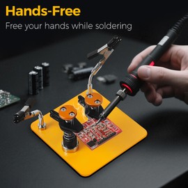 Helping Hands Clamp Metal, Adjustable Third Hand Soldering Holder Stand For Electronics, Hobby DIY, Craft, Jewelry, PCB Repair Solder Aid Station (Yellowblack, small)
