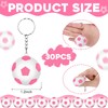 Charnoel 30 Pack Soccer Keychain Pink White Soccer Rugby Stress