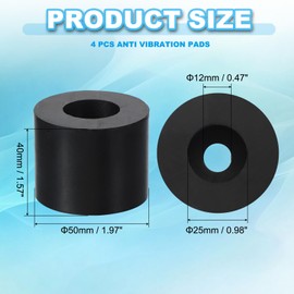 PATIKIL 1.97" OD x 0.98"/0.47" ID x 1.57" Thick Anti-Vibration Pads, 4 Pcs Rubber Isolation Pads Mechanical Vibration Damping Pads Isolator Washer Feet, Black