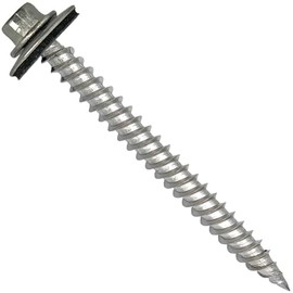 Stainless Steel Metal Roofing Screw: NO Paint (250) 12 x 2-1/2" Hex Sheet Metal Roof Screw. Sharp Point Metal to Wood siding Screws. 5/8" EPDM Washer.