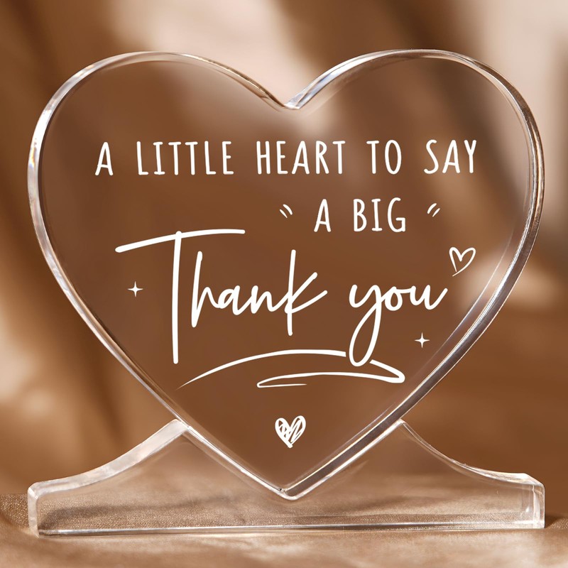 Encoink Thank You Gift for Women- Heart-Shaped Acrylic Desk Decor
